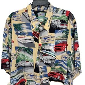 Vintage Reyn Spooner Hawaiian Button Down Diamond Head Ford‎ Mustang Men's XXL